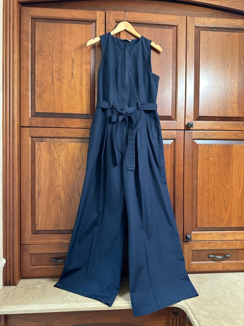Ulla Johnson Navy Sleeveless Wide-Leg Tie-Waist Jumpsuit